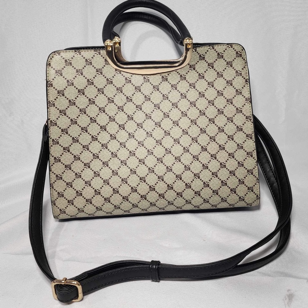 Tan/Black Off Shoulder Purse
